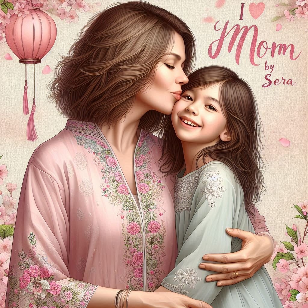 Heartwarming Mother-Daughter Portrait Amidst Cherry Blossoms