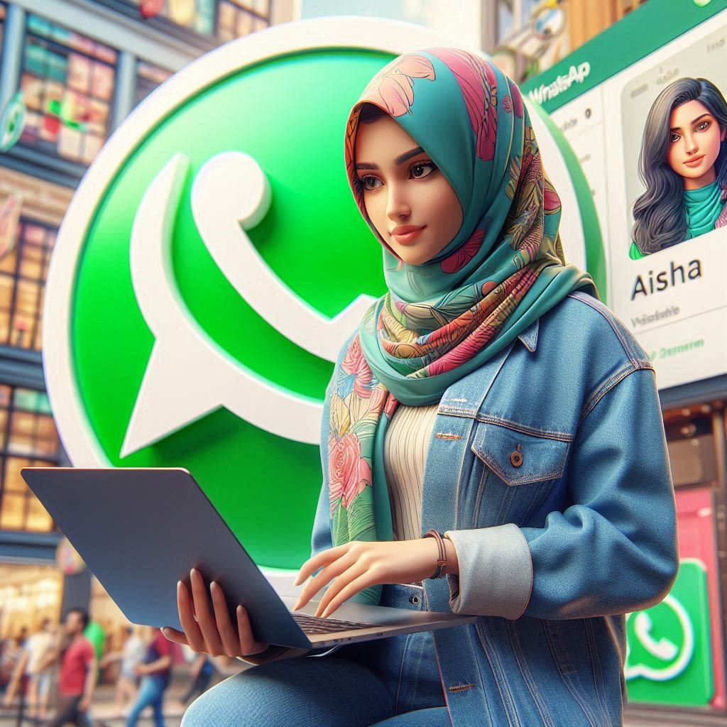 "3D Illustration: Woman in Hijab with WhatsApp Logo"






