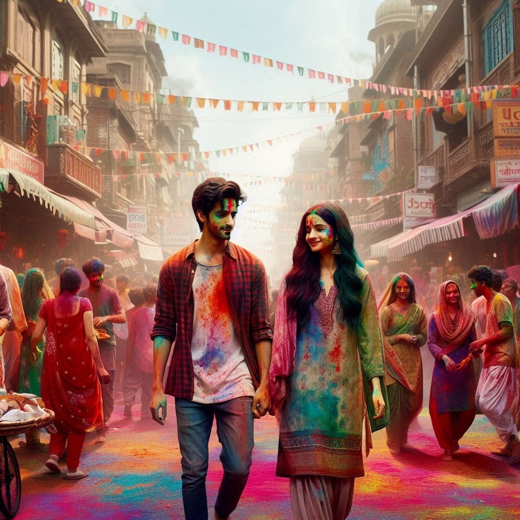 Suraj and Kavya Walk Through Vibrant Holi Festivities