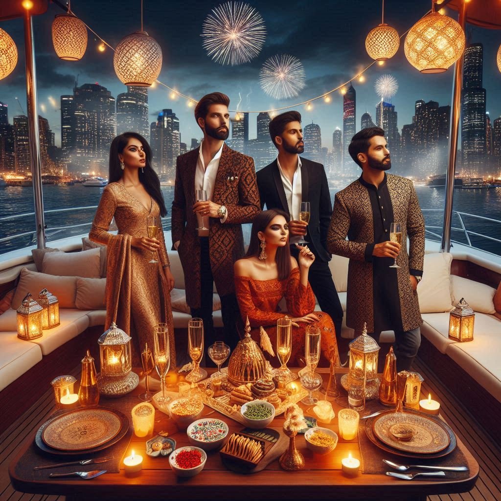 Luxurious Diwali Yacht Party: Glamorous Friends, Lanterns & Fireworks