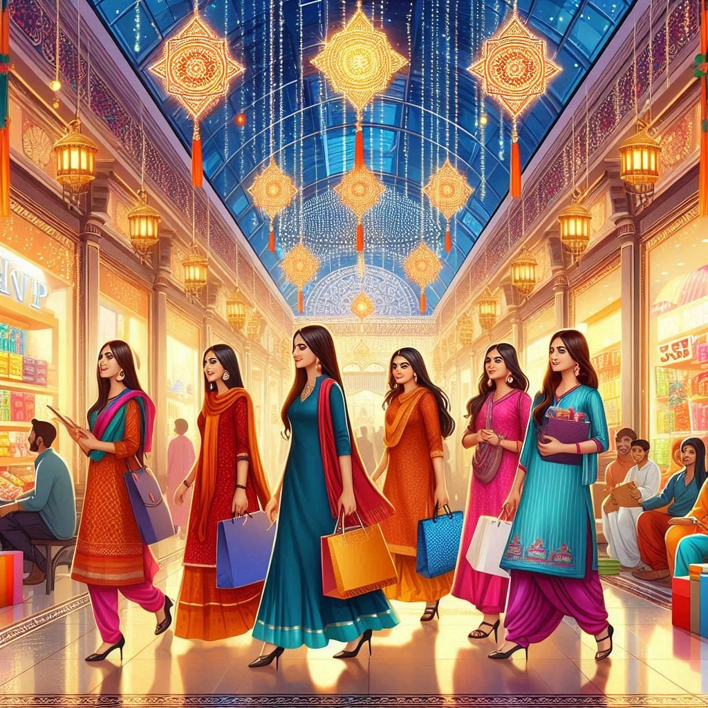 Festive Shopping Frenzy: A Diwali-Decorated Mall in Full Swing